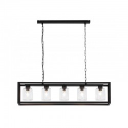 Cage - Black with Clear Glass 5 Light over Island Fitting Cage - Black with Clear Glass 5 Light over Island Fitting