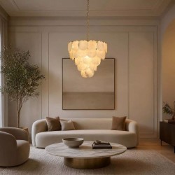 Tilia - Soft Gold 9 Light Pendant with Decorative Glass