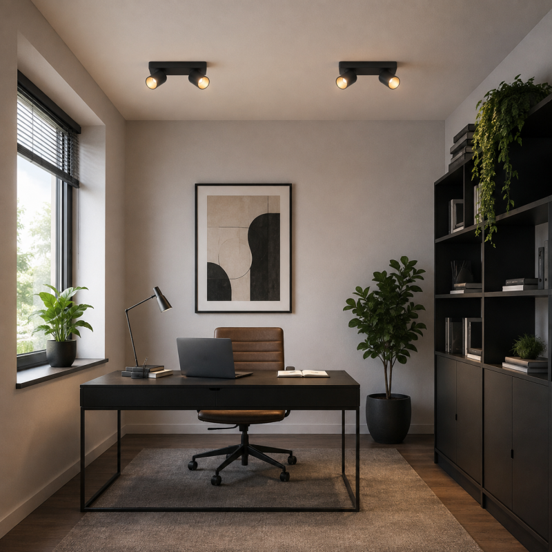 Architectural Lighting-66038 - Kerry - Matt Black Twin Spotlights