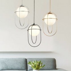 Axis - White Glass with Chrome Cage Single Pendant Axis - White Glass with Chrome Cage Single Pendant