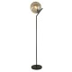 Searchlight-22122-1BK - Punch - Black Floor Lamp with Amber Dimpled Glass