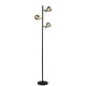 Searchlight-23803-3SM - Westminster - Black & Satin Brass 3 Light Floor Lamp with Smoked Glasses