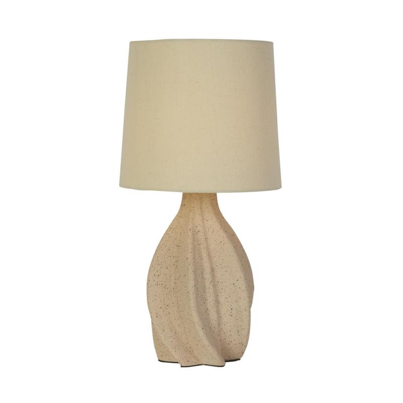 Searchlight-74210CR - Twist - Cream Ceramic Table Lamp with Natural Linen Shade