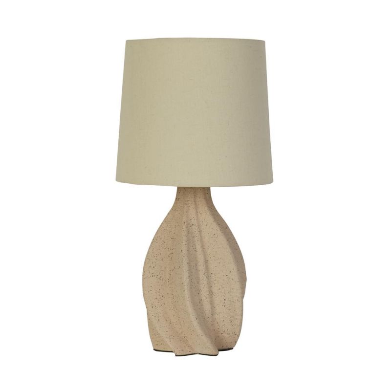 Searchlight-74210CR - Twist - Cream Ceramic Table Lamp with Natural Linen Shade