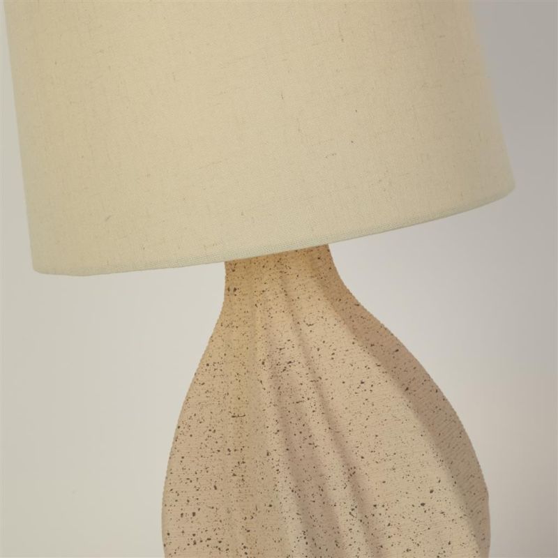 Searchlight-74210CR - Twist - Cream Ceramic Table Lamp with Natural Linen Shade