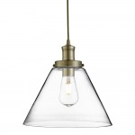 Pyramid - Clear Glass with Antique Brass Single Pendant Pyramid - Clear Glass with Antique Brass Single Pendant
