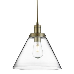 Pyramid - Clear Glass with Antique Brass Single Pendant Pyramid - Clear Glass with Antique Brass Single Pendant