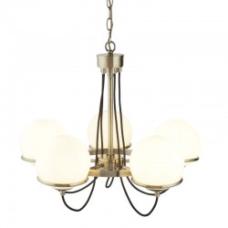 Sphere - White Glass & Antique Brass 5 Light Centre Fitting