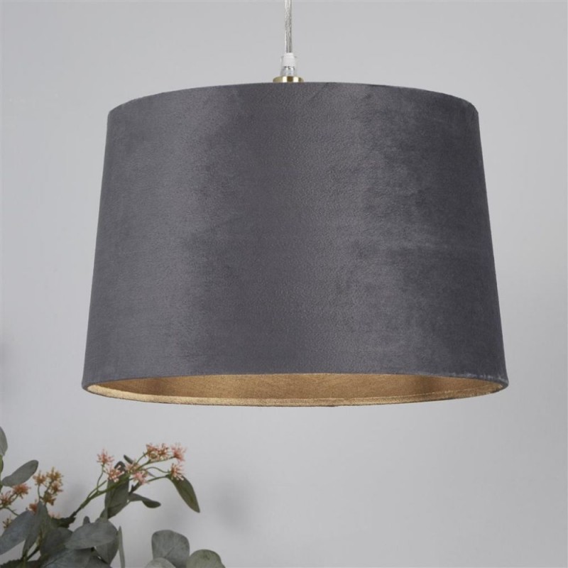 Searchlight-SO701939 - Velvet - Shade Only - 30 cm Charcoal Velvet Shade