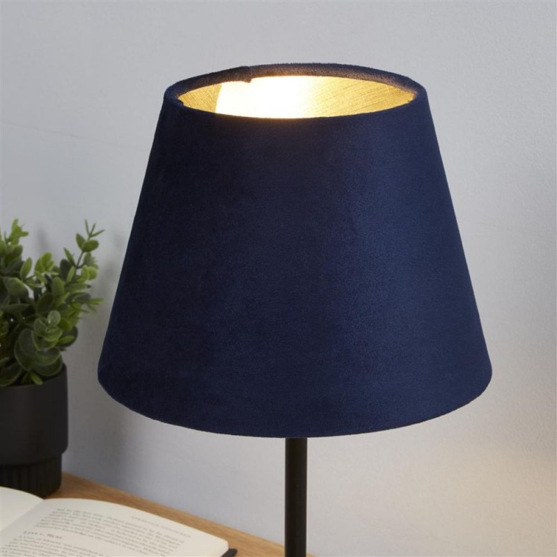 Searchlight-SO701952 - Velvet - Shade Only - 20 cm Navy Velvet Shade