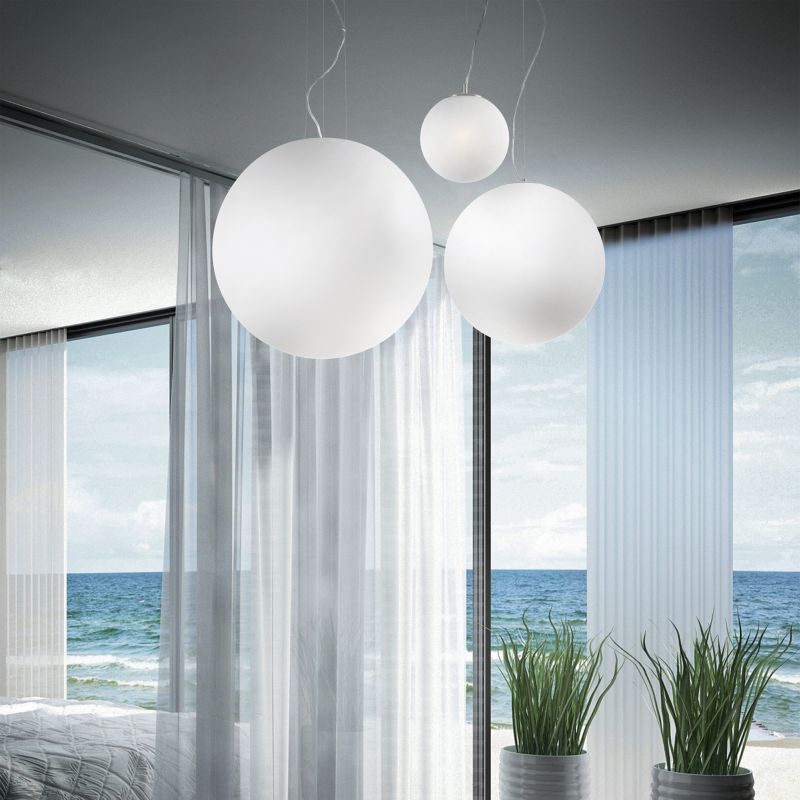 IdealLux-009087 - Mapa Bianco - White Pendant ∅ 30 with Globe Glass