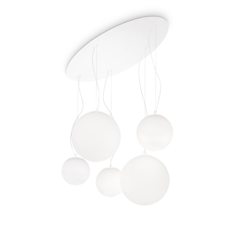 IdealLux-043562 - Mapa Bianco - White 5 Light Pendant with Glass Globes