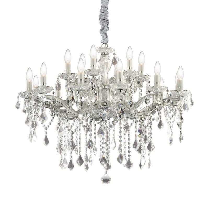 IdealLux-075150 - Florian - Crystal Chrome with Glass 18 Light Chandelier