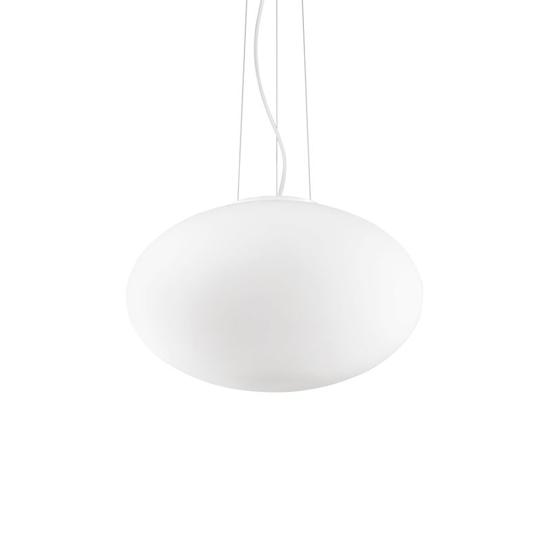 IdealLux-086736 - Candy - Oval White Glass Single Pendant ∅ 40