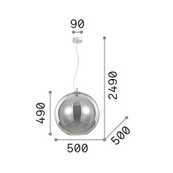 Nemo - Chrome Pendant with Smoked Glass Ø 50 cm