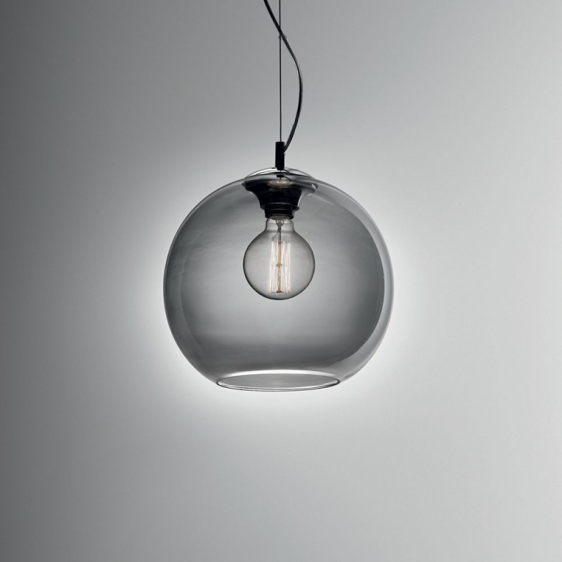 IdealLux-094236 - Nemo - Chrome Pendant with Smoked Glass Ø 30 cm
