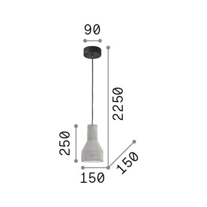 IdealLux-110417 - Oil - Grey Concrete Pendant ∅ 15 cm