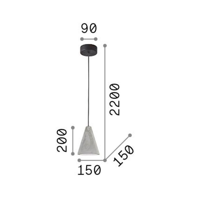 IdealLux-110424 - Oil - Grey Concrete Pendant ∅ 15 cm