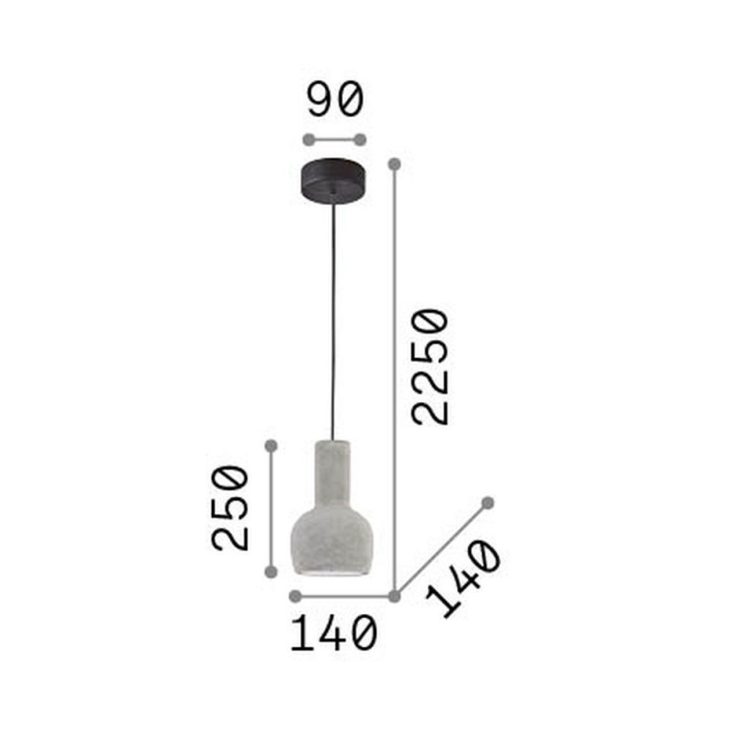 IdealLux-110431 - Oil - Grey Concrete Pendant ∅ 14 cm