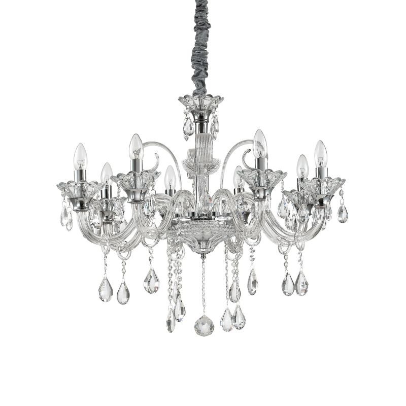 IdealLux-114187 - Colossal - Transparent Glass with Chrome 8 Light Chandelier
