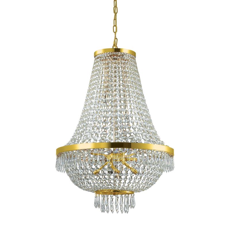 IdealLux-114743 - Caesar - Gold 12 Light Chandelier with Crystal