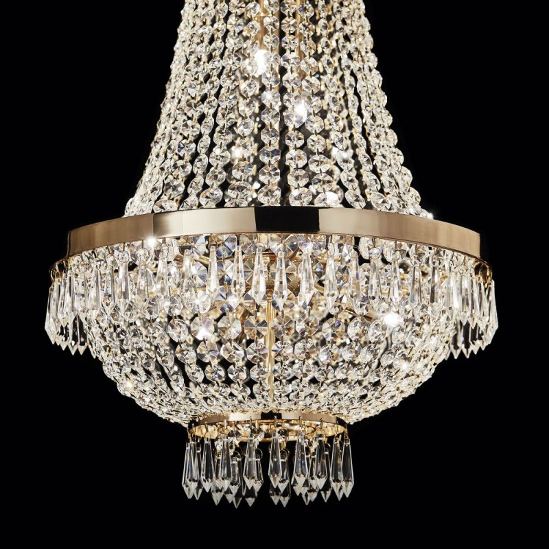 IdealLux-114743 - Caesar - Gold 12 Light Chandelier with Crystal