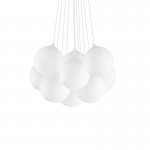 Mapa Plus - Chrome 11 Light Cluster Pendant with White Glass Mapa Plus - Chrome 11 Light Cluster Pendant with White Glass