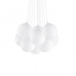Mapa Plus - Chrome 11 Light Cluster Pendant with White Glass Mapa Plus - Chrome 11 Light Cluster Pendant with White Glass