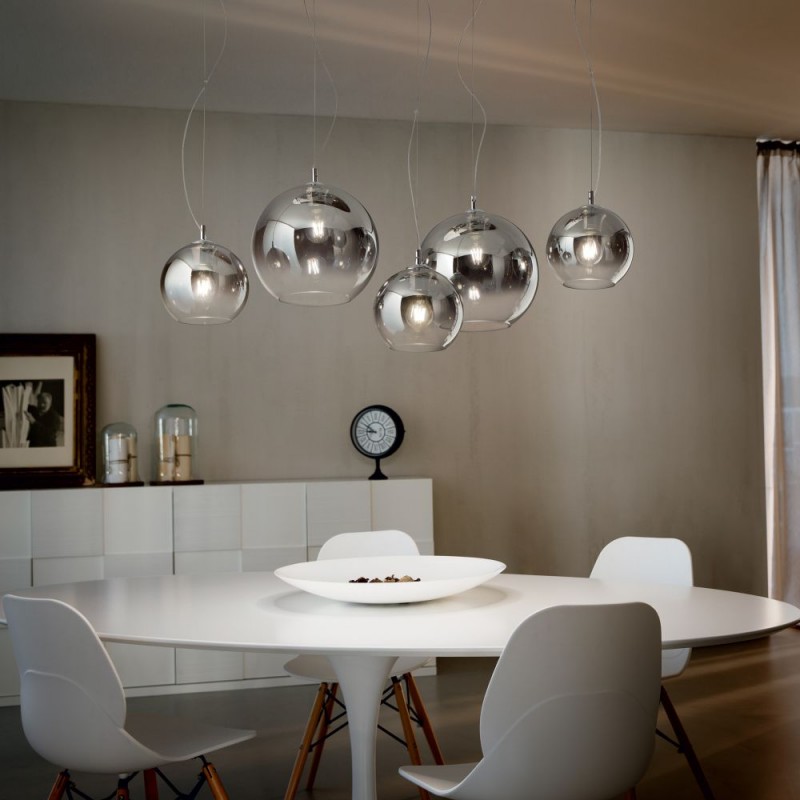 IdealLux-138305 - Nemo Plus - Chrome 5 Light Cluster Pendant with Ombre Glass