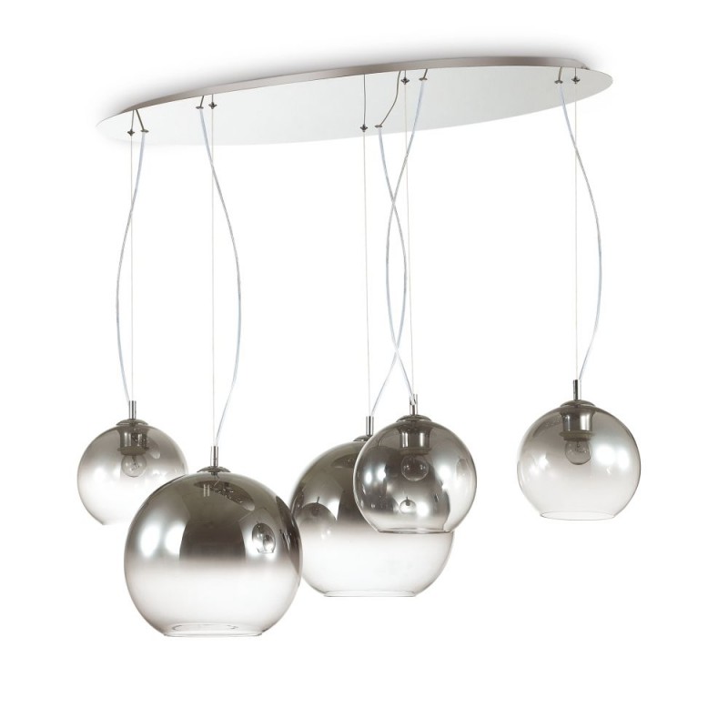 IdealLux-138305 - Nemo Plus - Chrome 5 Light Cluster Pendant with Ombre Glass