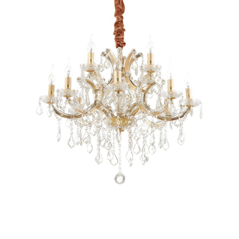 IdealLux-167404 - Napoleon - Gold 12 Light Chandelier with Clear Glass & Crystal