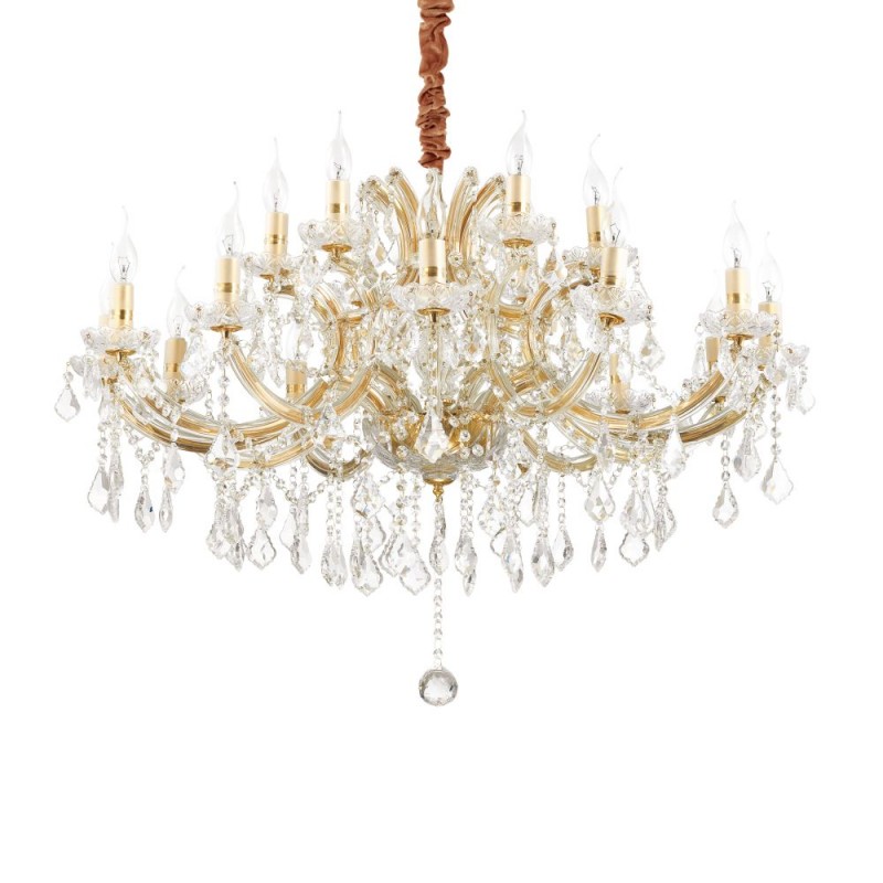 IdealLux-167411 - Napoleon - Gold 18 Light Chandelier with Clear Glass & Crystal