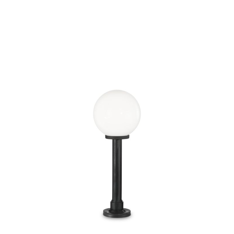 IdealLux-187549 - Classic Globe - Outdoor White Globe & Black Medium Post