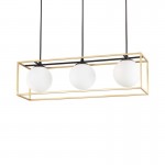 Lingotto - Black & Matt Brass 3 Light over Island Fitting with White Globes Lingotto - Black & Matt Brass 3 Light over Island Fitting with White Globes