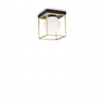 Lingotto - Black & Matt Brass Flush with White Globe Lingotto - Black & Matt Brass Flush with White Globe