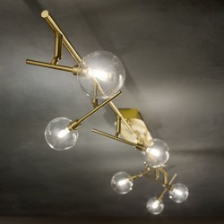 Maracas - Satin Brass 6 Light Ceiling Fitting with Clear Glass Maracas - Satin Brass 6 Light Ceiling Fitting with Clear Glass