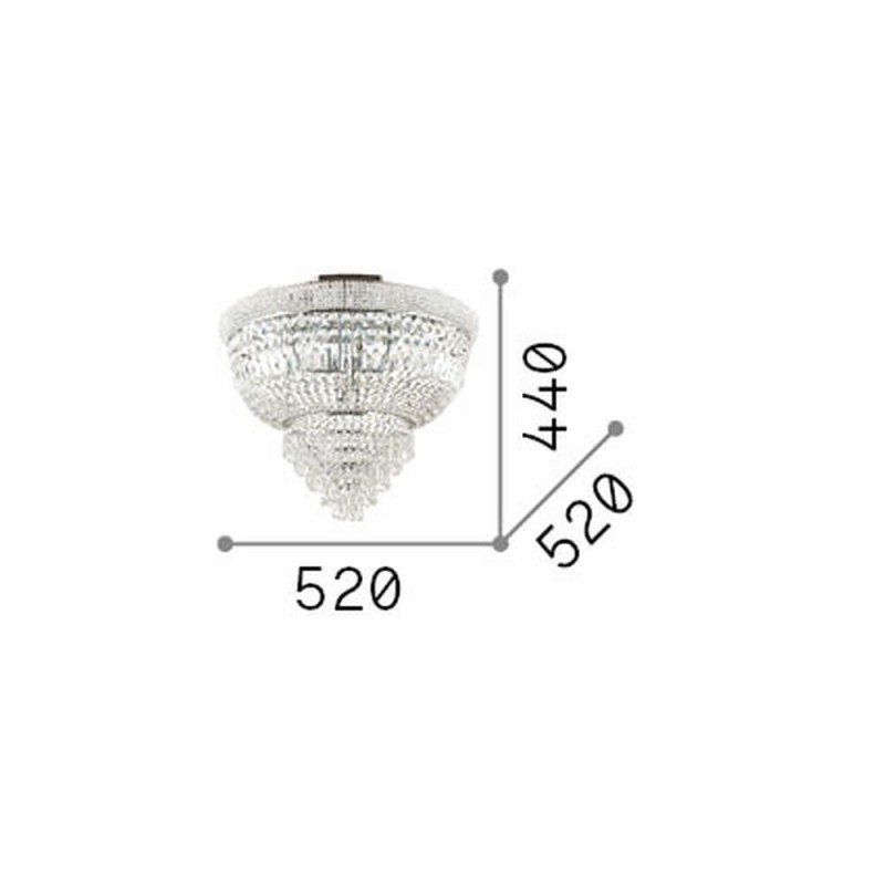 IdealLux-201016 - Dubai - Brass 6 Light Ceiling Lamp with Crystal