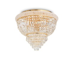 Dubai - Brass 6 Light Ceiling Lamp with Crystal