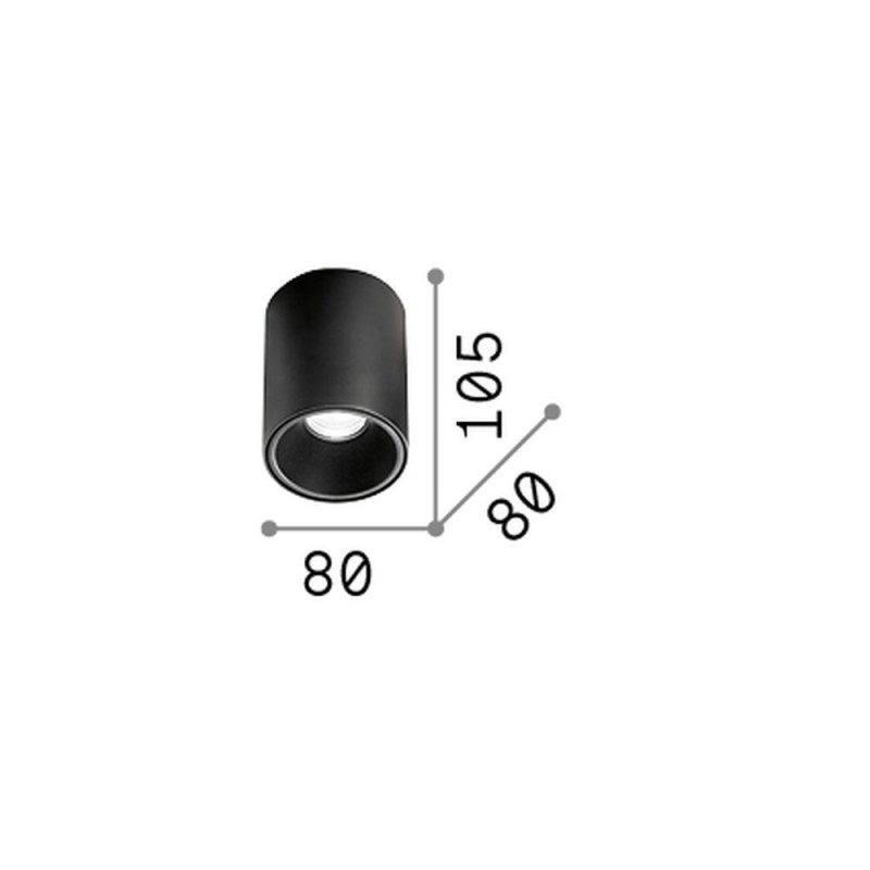 IdealLux-206004 - Nitro - Surface-Mounted Black Cylindrical LED Spotlight Ø 8 cm