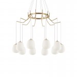 Karousel - Satin Brass10 Light Centre Fitting with White Glasses Karousel - Satin Brass10 Light Centre Fitting with White Glasses