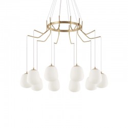Karousel - Satin Brass10 Light Centre Fitting with White Glasses Karousel - Satin Brass10 Light Centre Fitting with White Glasses