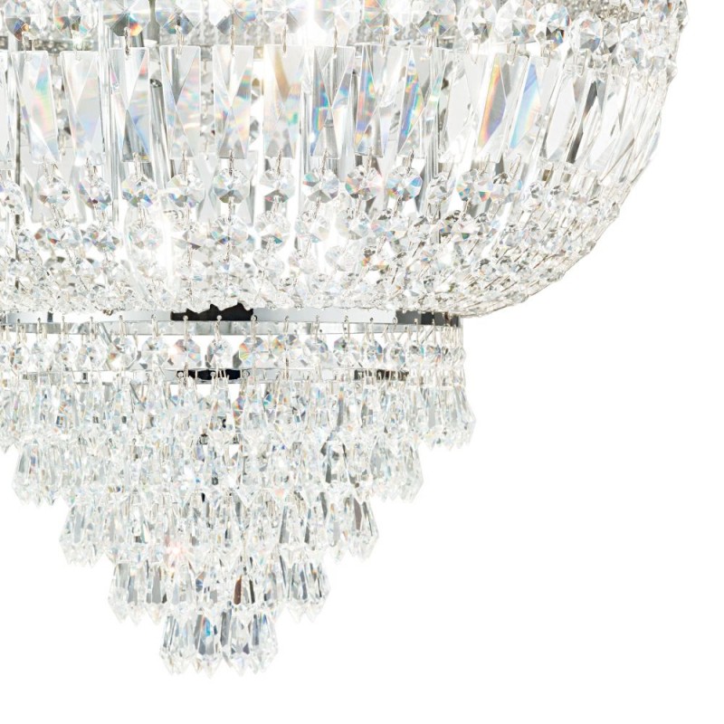 IdealLux-207186 - Dubai - Chrome 6 Light Ceiling Lamp with Crystal