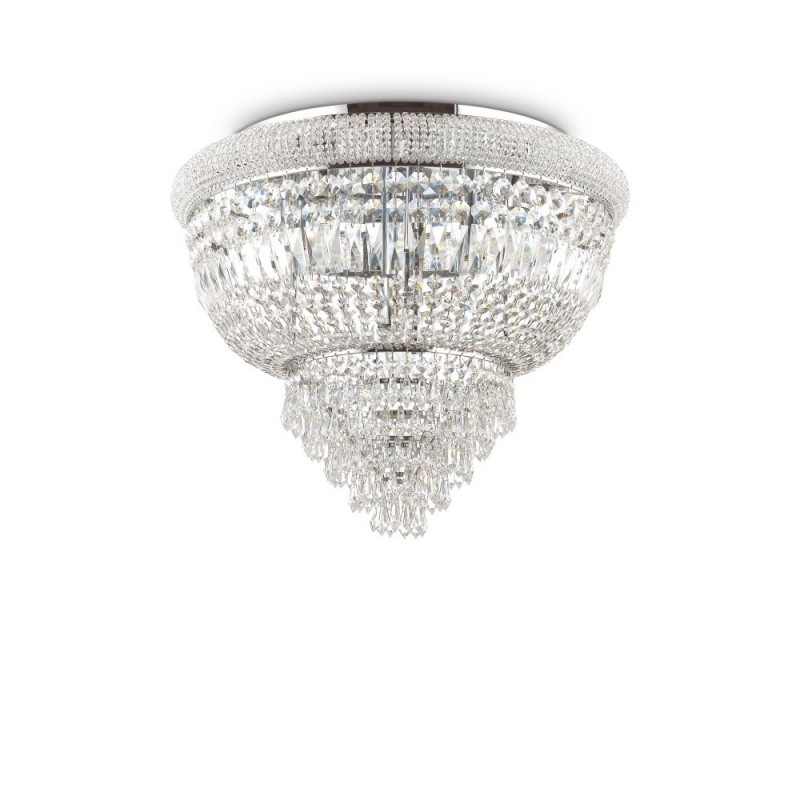 IdealLux-207186 - Dubai - Chrome 6 Light Ceiling Lamp with Crystal