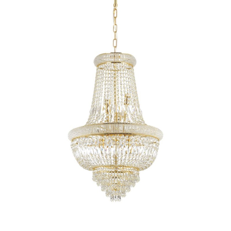 IdealLux-207216 - Dubai - Brass 10 Light Chandelier with Crystal
