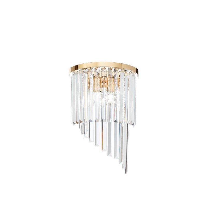 IdealLux-213491 - Carlton - Gold 3 Light Wall Lamp with Crystal
