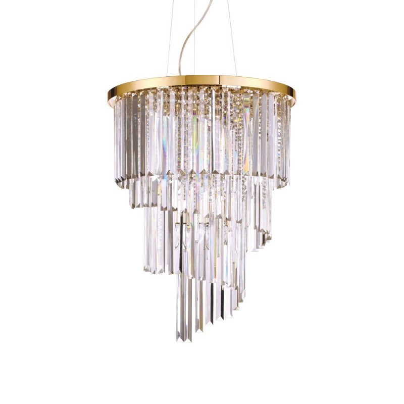 IdealLux-213521 - Carlton - Gold 12 Light Chandelier with Crystal