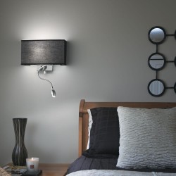 Hotel - Black Mother & Child LED Wall Lamp with Black Shade