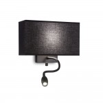 Hotel - Black Mother & Child LED Wall Lamp with Black Shade