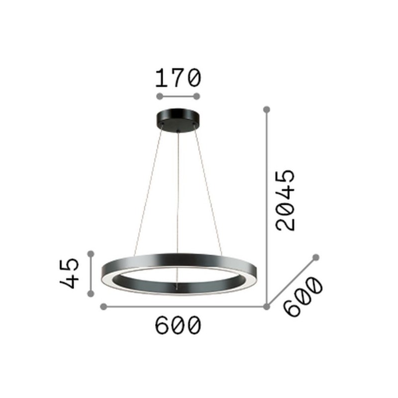 IdealLux-222103 - Oracle - Black LED Pendant Ø 60 cm