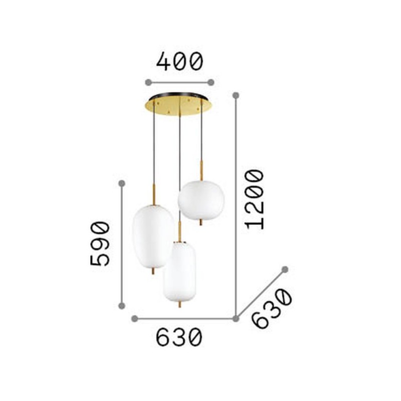 IdealLux-224541 - Umile - Satin Gold LED Cluster Pendant with White Glass